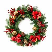 Christmas wreath isolated on white background, holiday decoration, post-processed, photo