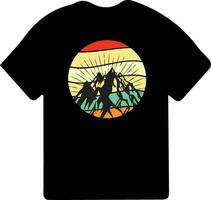 excursionismo camiseta diseño. salvaje, montaña, caminante, y aventuras siluetas vector ilustración.