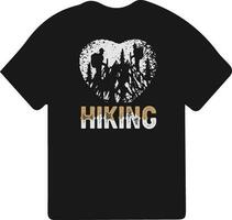 excursionismo camiseta diseño. salvaje, montaña, caminante, y aventuras siluetas vector ilustración.