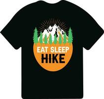 Hiking t-shirt design. Wild, mountain, Hiker, and adventure silhouettes Vector illustration.