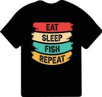 Eat sleep fish repeat typography fishing t-shirt design. fishing clothes typography t-shirt design. vector