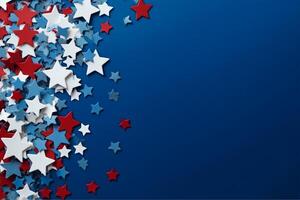 4th of July American Independence Day stars decorations on blue background. photo