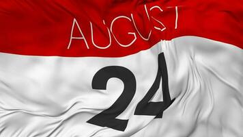 Twenty Fourth, 24th August Date Seamless Looping Background, Looped Cloth Waving Slow Motion, 3D Rendering video