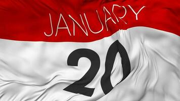 Twentieth, 20th January Date Seamless Looping Background, Looped Cloth Waving Slow Motion, 3D Rendering video