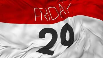 Twenty Ninth, 29th Friday Date Seamless Looping Background, Looped Cloth Waving Slow Motion, 3D Rendering video