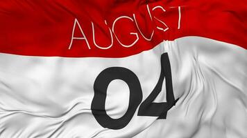 Fourth, 4th August Date Seamless Looping Background, Looped Cloth Waving Slow Motion, 3D Rendering video