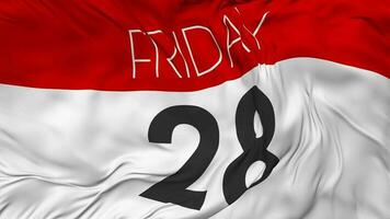 Twenty Eighth, 28th Friday Date Seamless Looping Background, Looped Cloth Waving Slow Motion, 3D Rendering video