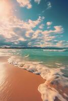 Aerial photo of summer beach and blue ocean, summer vacation, holiday.