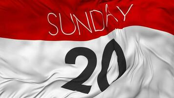 Twentieth, 20th Sunday Date Seamless Looping Background, Looped Cloth Waving Slow Motion, 3D Rendering video