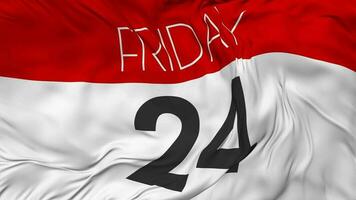 Twenty Fourth, 24th Friday Date Seamless Looping Background, Looped Cloth Waving Slow Motion, 3D Rendering video