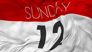 Twelfth, 12th Sunday Date Seamless Looping Background, Looped Cloth Waving Slow Motion, 3D Rendering video