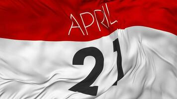 Twenty First, 21st April Date Seamless Looping Background, Looped Cloth Waving Slow Motion, 3D Rendering video