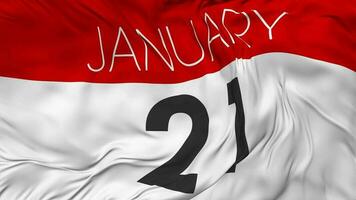 Twenty First, 21st January Date Seamless Looping Background, Looped Cloth Waving Slow Motion, 3D Rendering video
