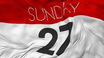 Twenty Seventh, 27th Sunday Date Seamless Looping Background, Looped Cloth Waving Slow Motion, 3D Rendering video