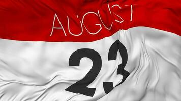 Twenty Third, 23rd August Date Seamless Looping Background, Looped Cloth Waving Slow Motion, 3D Rendering video