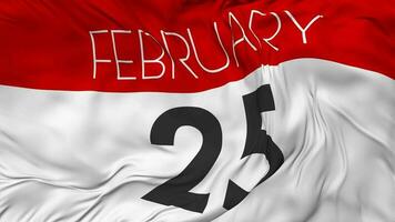 Twenty Fifth, 25th February Date Seamless Looping Background, Looped Cloth Waving Slow Motion, 3D Rendering video