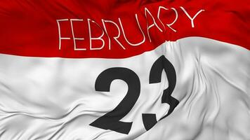 Twenty Third, 23rd February Date Seamless Looping Background, Looped Cloth Waving Slow Motion, 3D Rendering video