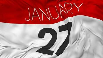 Twenty Seventh, 27th January Date Seamless Looping Background, Looped Cloth Waving Slow Motion, 3D Rendering video