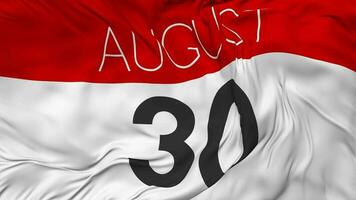 Thirtieth, 30th August Date Seamless Looping Background, Looped Cloth Waving Slow Motion, 3D Rendering video