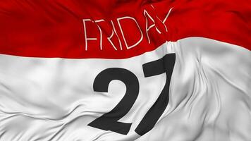 Twenty Seventh, 27th Friday Date Seamless Looping Background, Looped Cloth Waving Slow Motion, 3D Rendering video