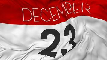 Twenty Third, 23rd December Date Seamless Looping Background, Looped Cloth Waving Slow Motion, 3D Rendering video