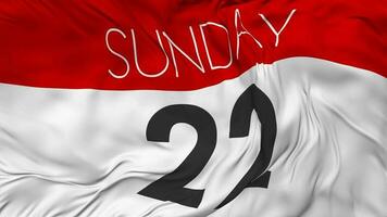 Twenty Second, 22nd Sunday Date Seamless Looping Background, Looped Cloth Waving Slow Motion, 3D Rendering video