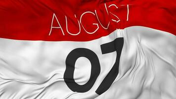 Seventh, 7th August Date Seamless Looping Background, Looped Cloth Waving Slow Motion, 3D Rendering video