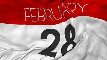 Twenty Eighth, 28th February Date Seamless Looping Background, Looped Cloth Waving Slow Motion, 3D Rendering video