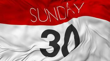 Thirtieth, 30th Sunday Date Seamless Looping Background, Looped Cloth Waving Slow Motion, 3D Rendering video