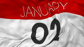 Second, 2nd January Date Seamless Looping Background, Looped Cloth Waving Slow Motion, 3D Rendering video
