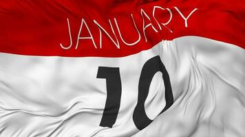 Tenth, 10th January Date Seamless Looping Background, Looped Cloth Waving Slow Motion, 3D Rendering video