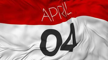 Fourth, 4th April Date Seamless Looping Background, Looped Cloth Waving Slow Motion, 3D Rendering video