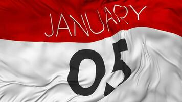 Fifth, 5th January Date Seamless Looping Background, Looped Cloth Waving Slow Motion, 3D Rendering video