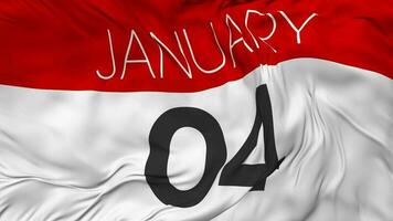 Fourth, 4th January Date Seamless Looping Background, Looped Cloth Waving Slow Motion, 3D Rendering video