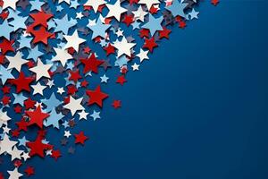 4th of July American Independence Day stars decorations on blue background. photo