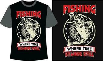 pescar negro camiseta diseño vector. pescar vector