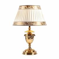 Vintage country style antique table lamp with a beautiful lampshade design isolated on white background, interior design and cottage home decor, post-processed, photo