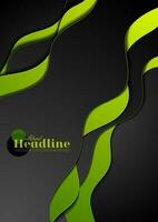 Green black abstract wavy corporate background vector