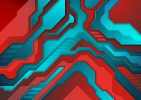 Blue red abstract technology background vector