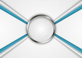 Blue grey abstract background with metal circle vector