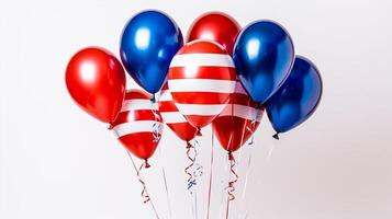 American balloons flag on isolated white background, copy space. photo