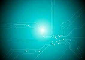 Turquoise tech circuit board background vector