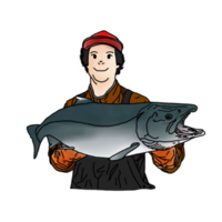 Fischer mit Fisch png