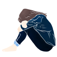 Depressed girl crying png