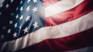 americano bandera para monumento día, 4to de julio, Copiar espacio. generativo ai foto