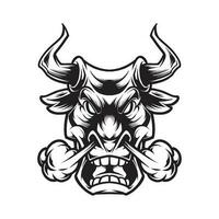 BULL HEAD WITH EXPRESSION vector