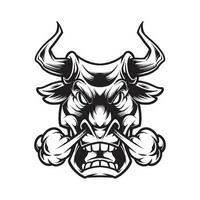 BULL HEAD WITH EXPRESSION vector