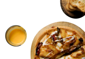 pizza with butter flat lay png