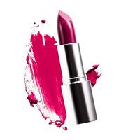 Pink lipstick and sample texture isolated on white background, beauty make-up cosmetics and luxury makeup product, photo