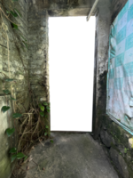 Ancient cave door with creepers png